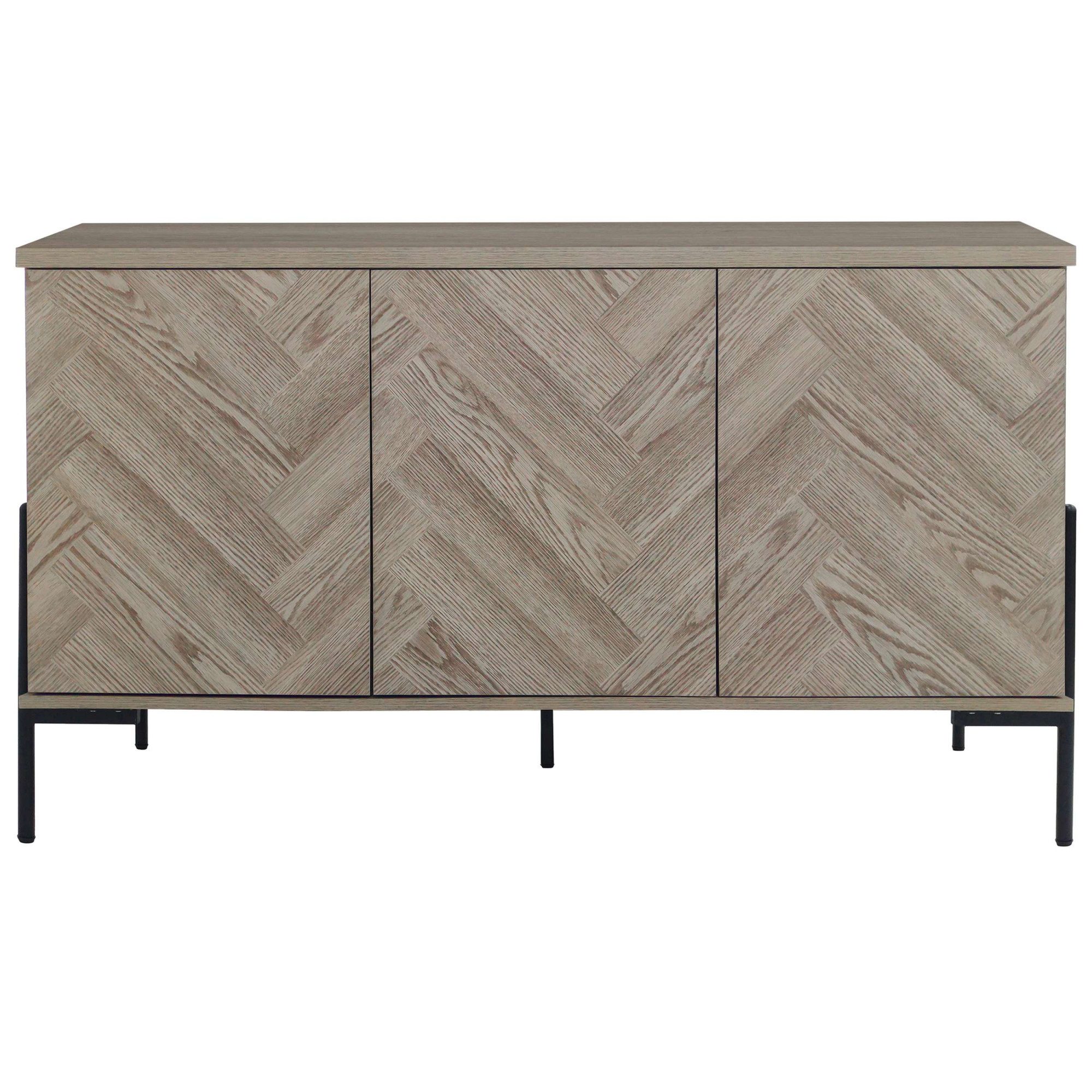 OTTO home Sideboard Eadwine, Kommode, Push-to-open, Türen mit Fischgräten Muster, Breite 130 cm