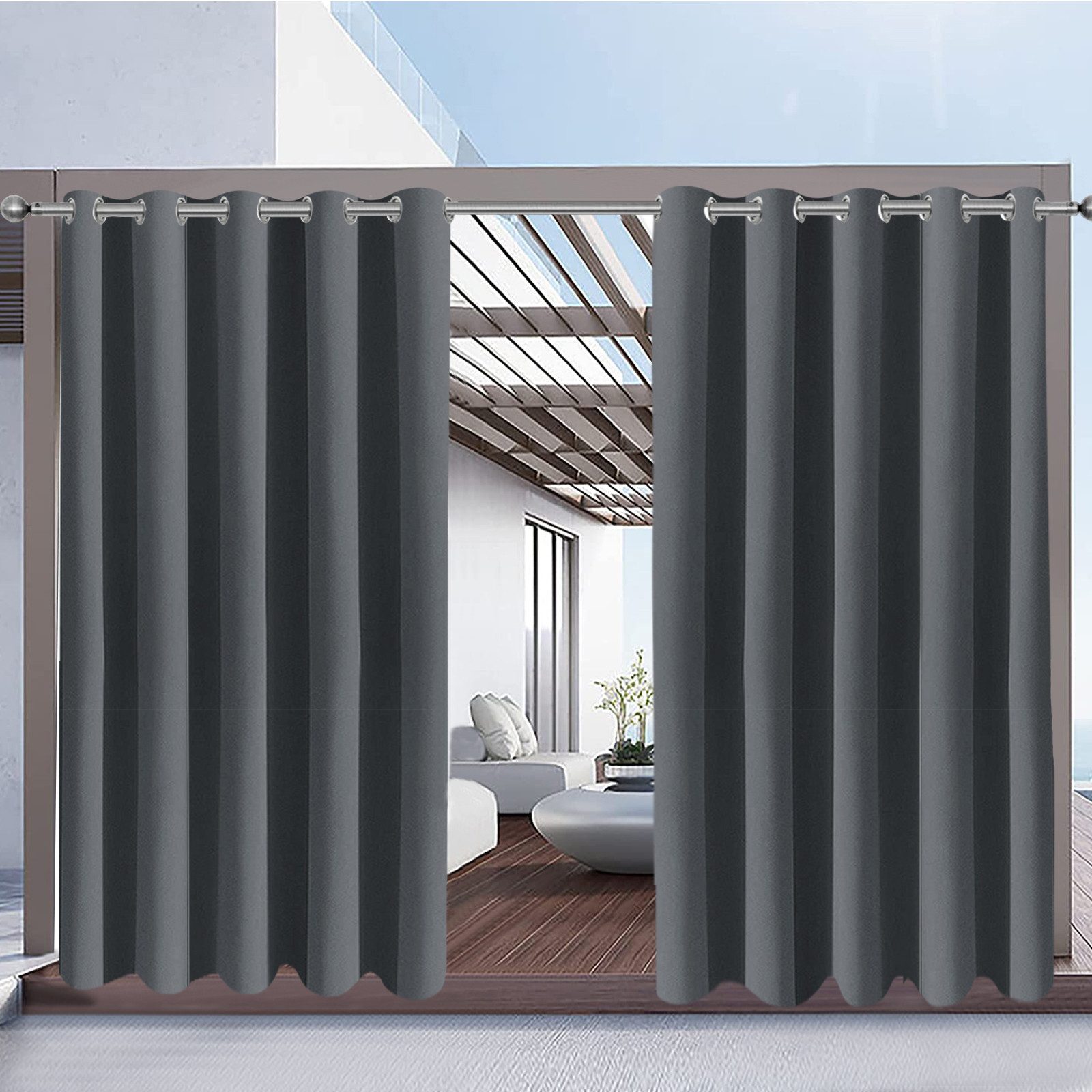Sunicol Scheibengardine Terrassenvorhang, wasserdicht, Verdunkelung, thermisch isolierter (1 St), stark perforiert, für Rasen, Garten, Wohnzimmer, Schlafzimmer, Haus