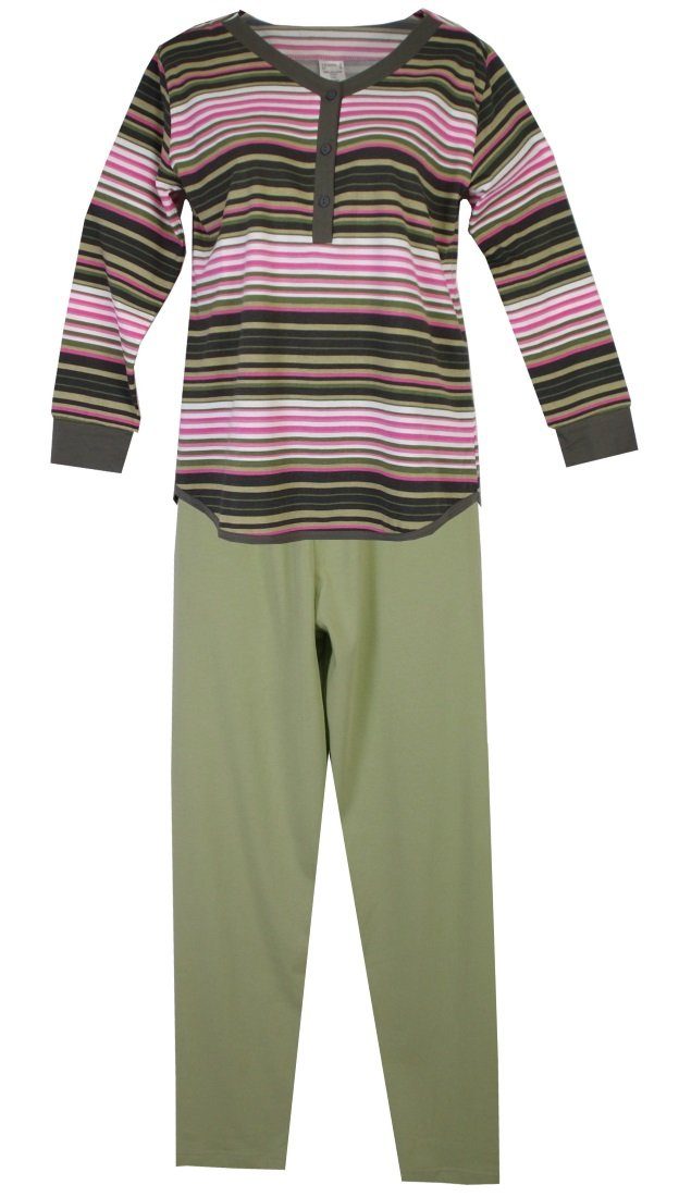 Pyjama 3er Qualität Pyjama aus reiner Schlafanzug (Spar-Set, 3 Packung Stück) Baumwolle-Jerse Consult-Tex Damen DW110