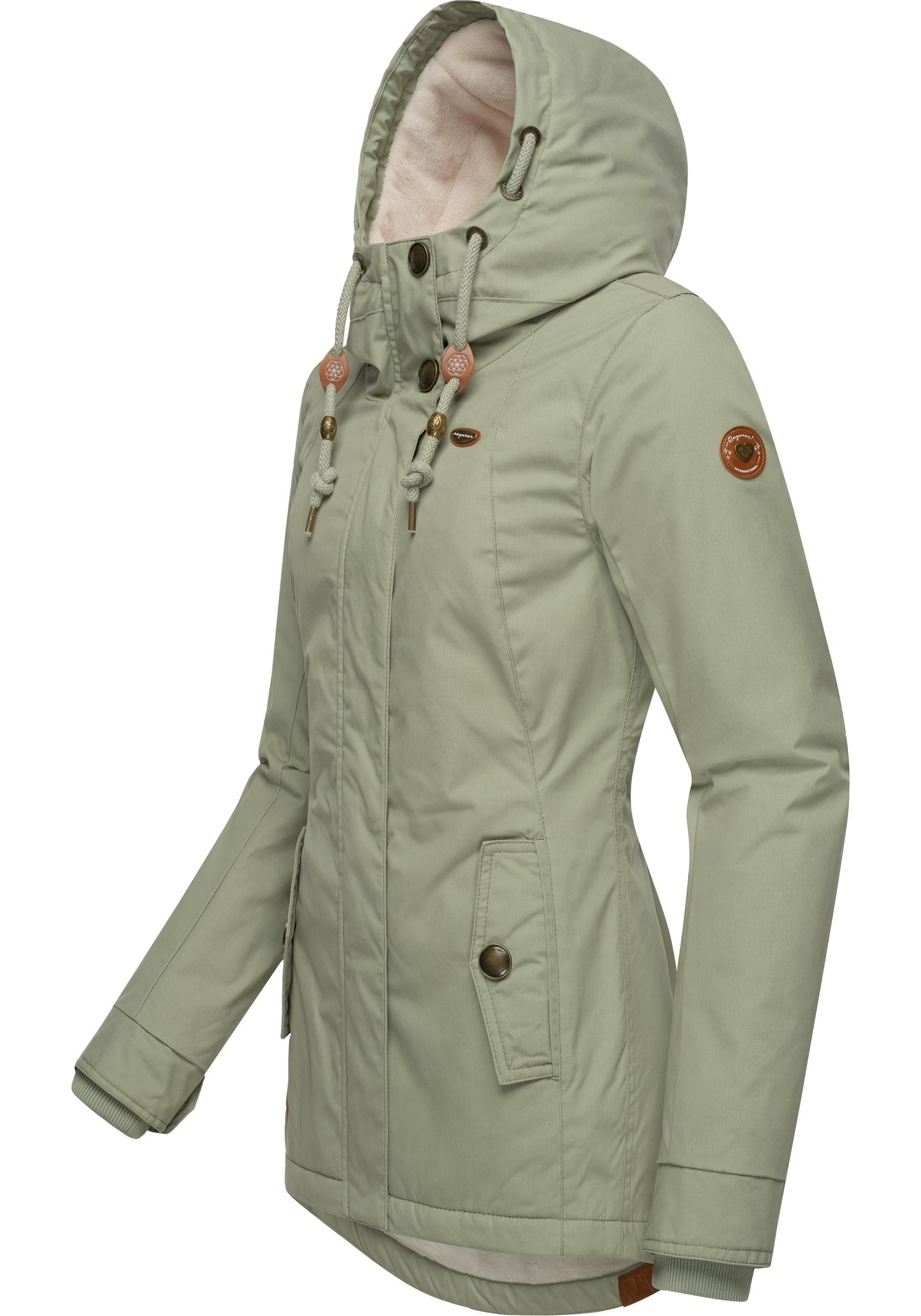 Ragwear Winterjacke Monade Damen Winterparka mit Kapuze und m. Fleece gefüttert