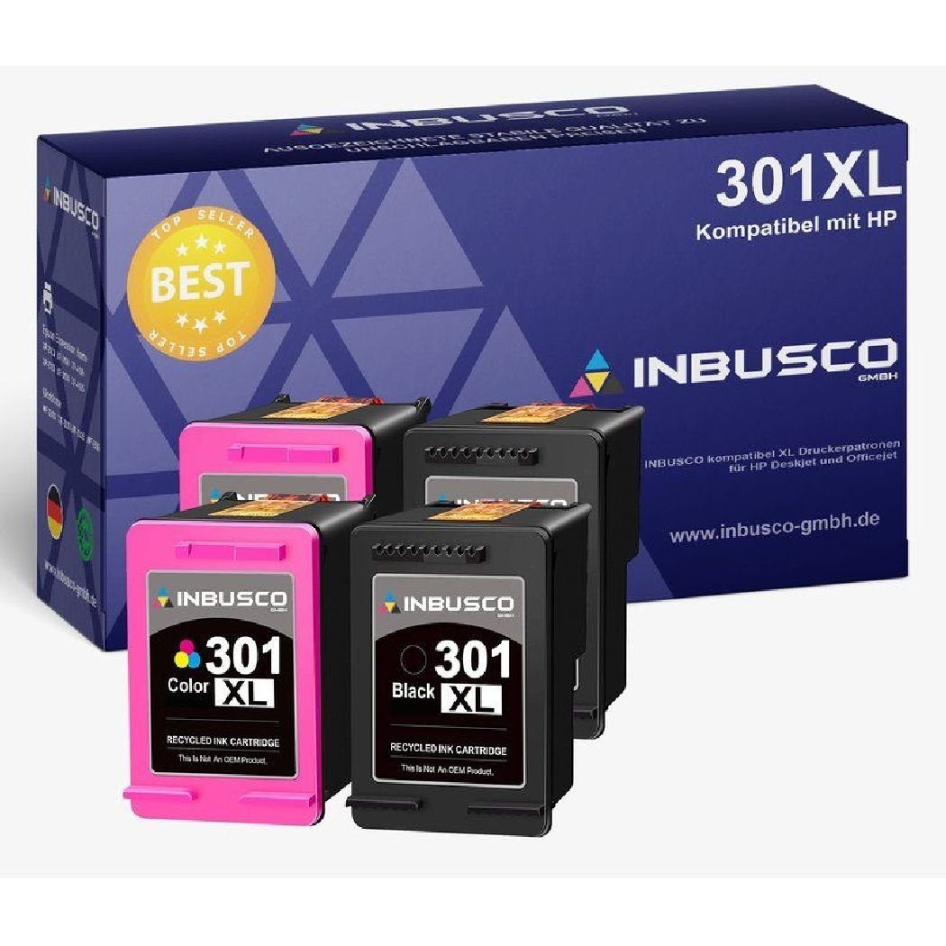 Inbusco 4x Tintenpatronen HP 301 XL (2 Black + 2 Color) ... Tintenpatrone