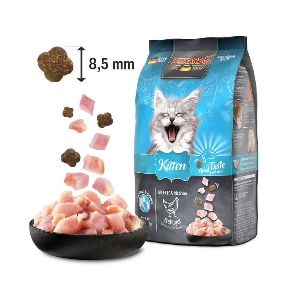 Leonardo Catfood Kitten - Trockenfutter mit Geflügel für Kätzchen unter 1 Jahr, Trockenfutter für: Katzen