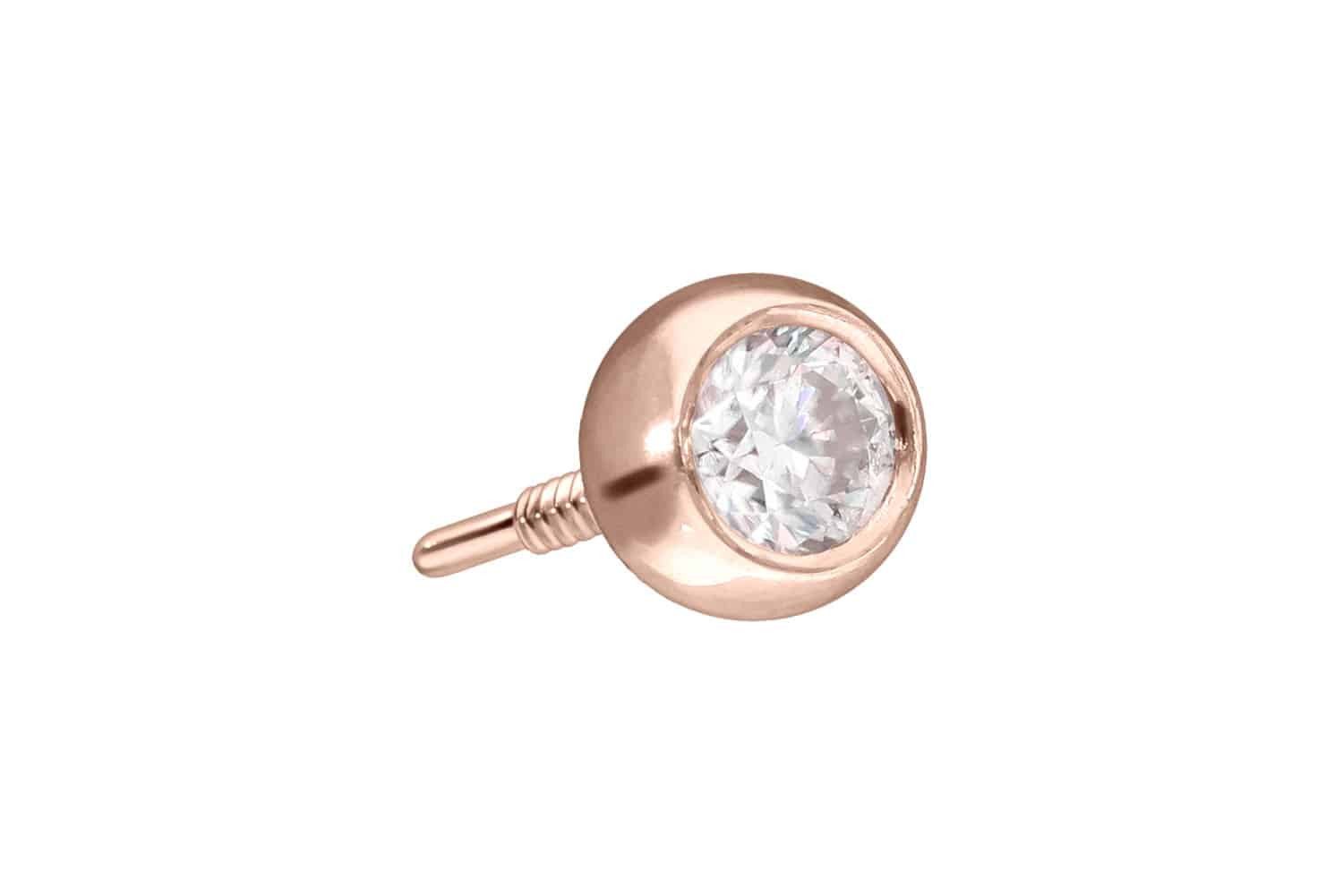 Piercing-Set 14 Karat Gold Schraubkugel mit Außengewinde MOISSANIT