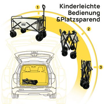 Sumosuma Bollerwagen (150L Geländereifen mit Bremsen Faltbarer Handwagen, bis 200 kg Tragkraft), Verstellbarer Handgriff