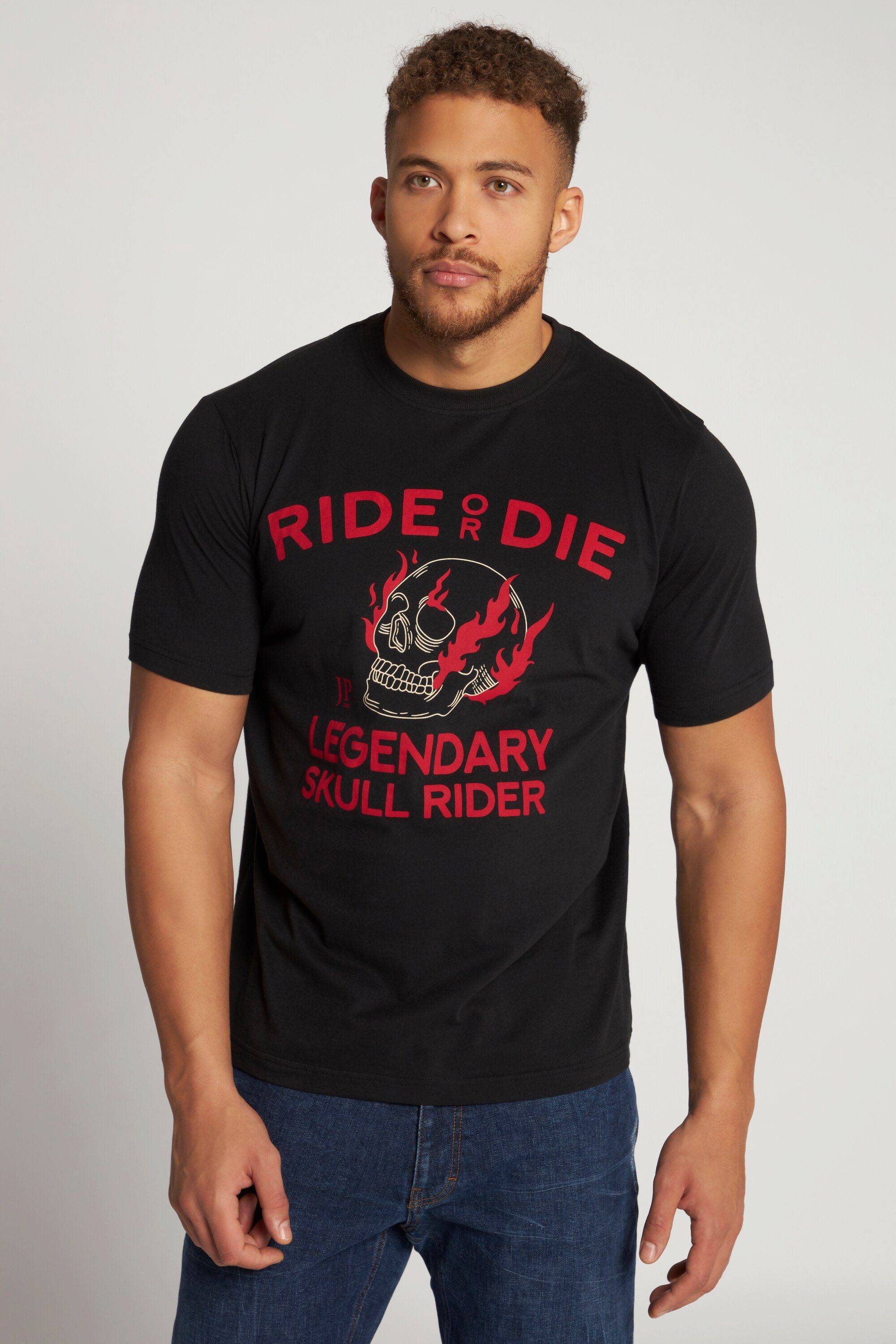 JP1880 T-Shirt T-Shirt Halbarm Ride or Die Print Rundhals
