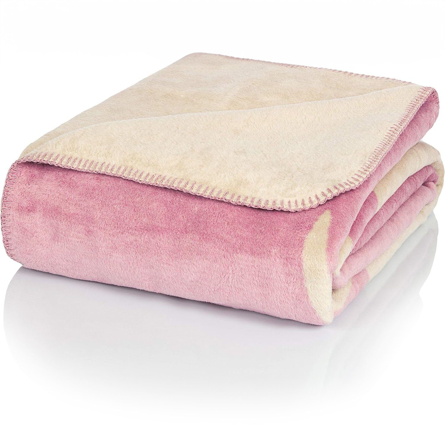 Wolldecke J2H Kuscheldecke Baumwolle, Rentier Altrosa, günstig online kaufen