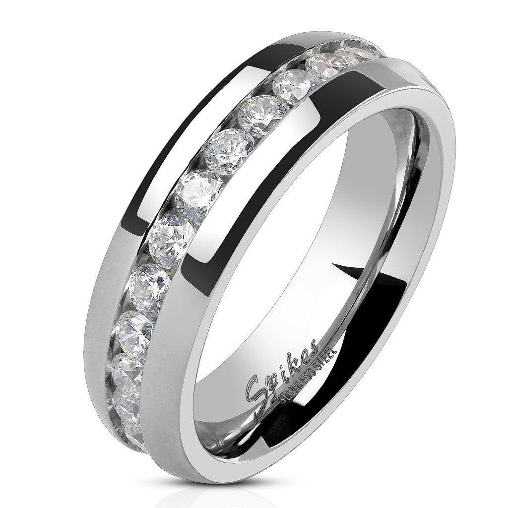 BUNGSA Partnerring Paar-Ring Kristall Eternity Damen aus 1-tlg), Edelstahl (Ring, Herren Unisex Silber