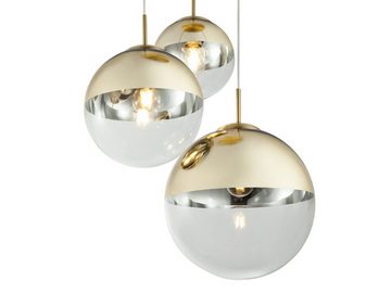 meineWunschleuchte LED Pendelleuchte, LED wechselbar, warmweiß, ausgefallene Cluster Glas-kugel für Esstisch Treppenhaus Gold-en Ø51cm