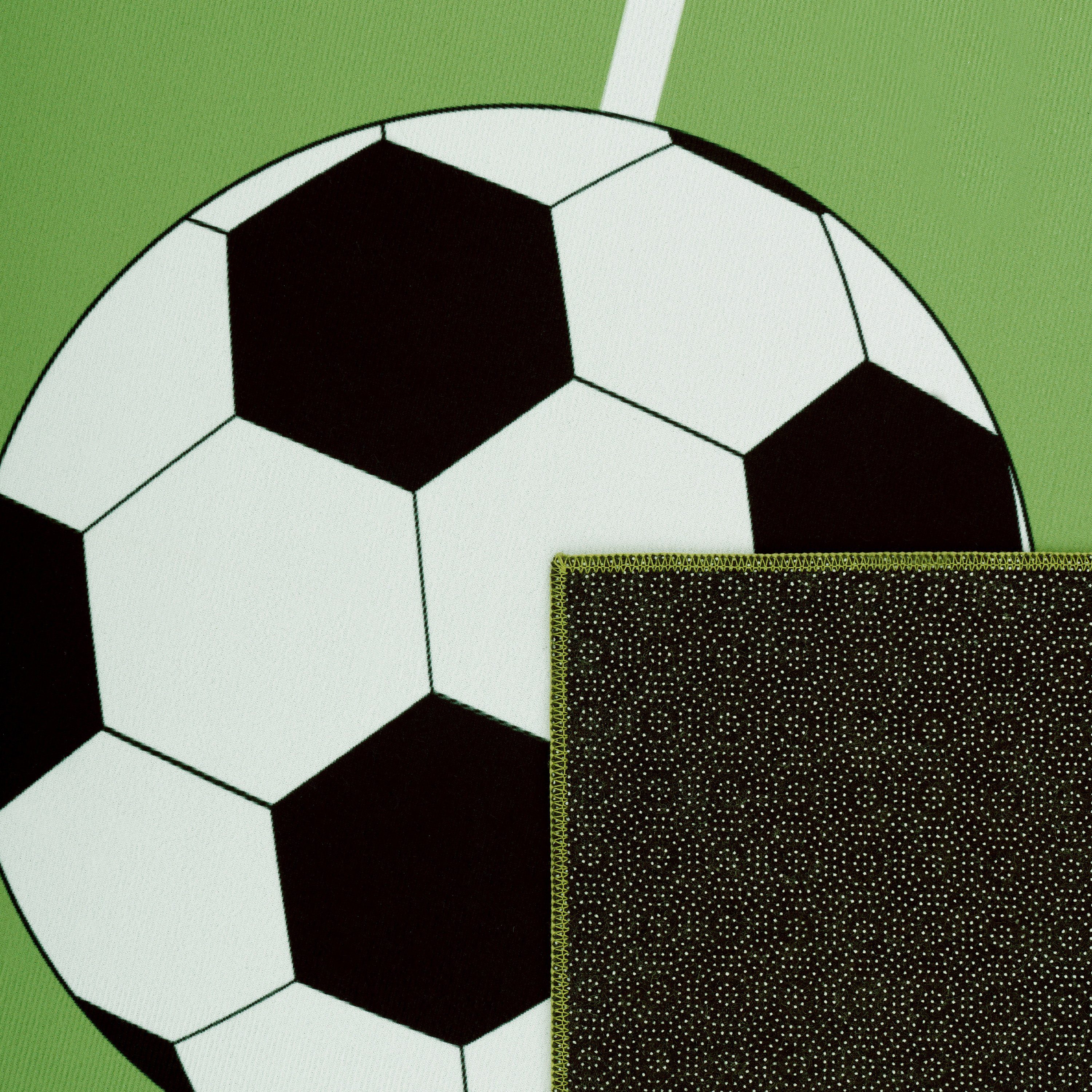 Paco Home Kinderteppich Bino 568, rechteckig, Höhe: 4 mm, Kurzflor, Spiel-Teppich, Motiv Fußballfeld, Kinderzimmer