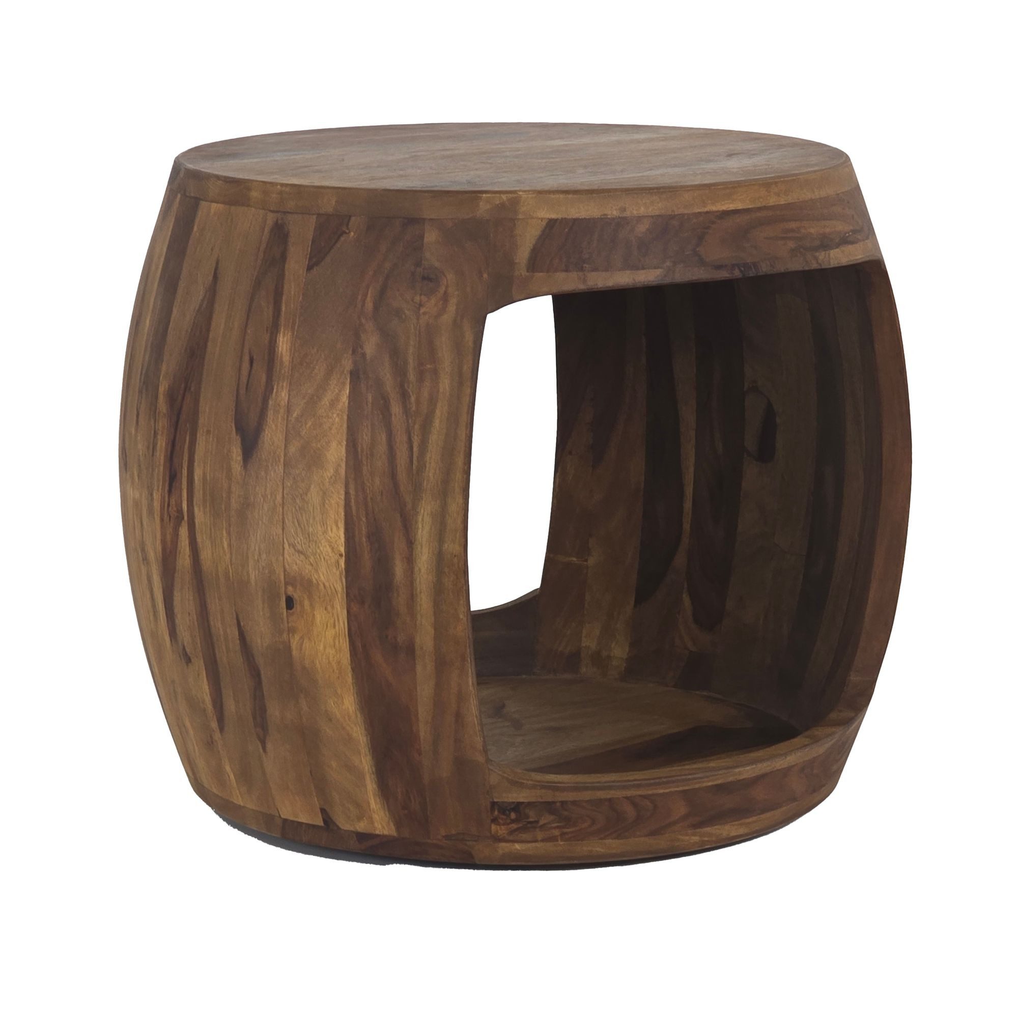 moebelfaktor Beistelltisch Kragero, Massivholz, rund, Ø 50 cm, mit Ablage, Sofatisch, Landhaus