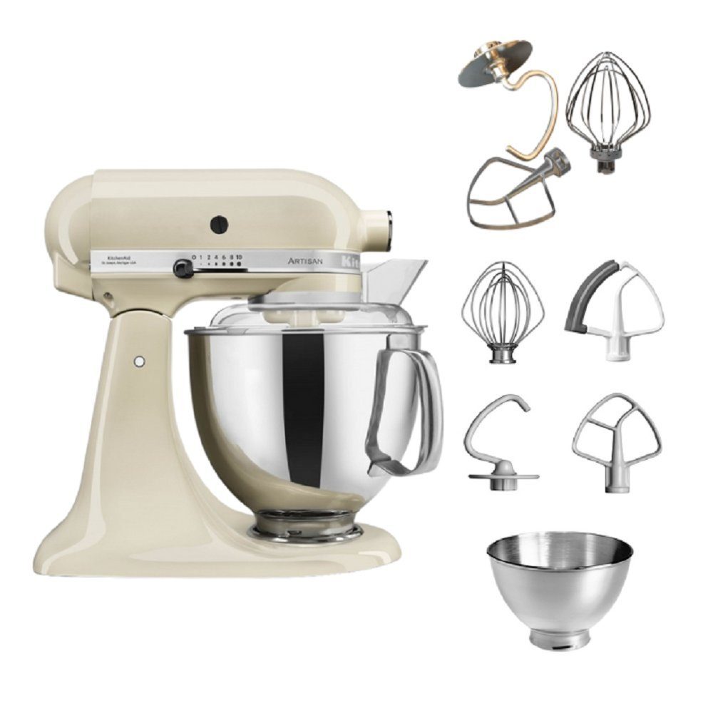 KitchenAid Küchenmaschine KitchenAid 4,8 L 5KSM175 Artisan Küchenmaschine Tschimmlover Set Crème