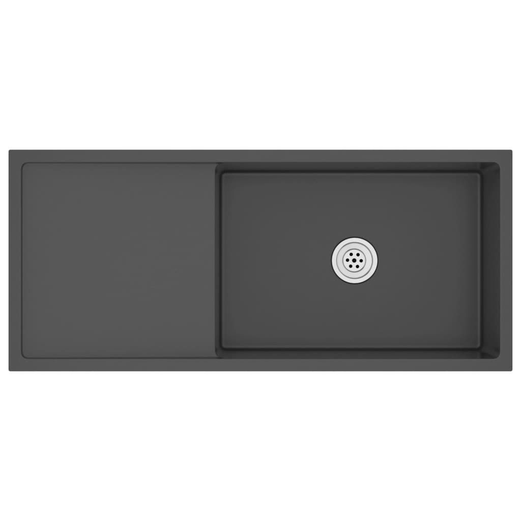vidaXL Küchenspüle Küche Spülbecken Einbauspüle Schwarz aus handgefertigtem Edelstahl 100, 100/44 cm