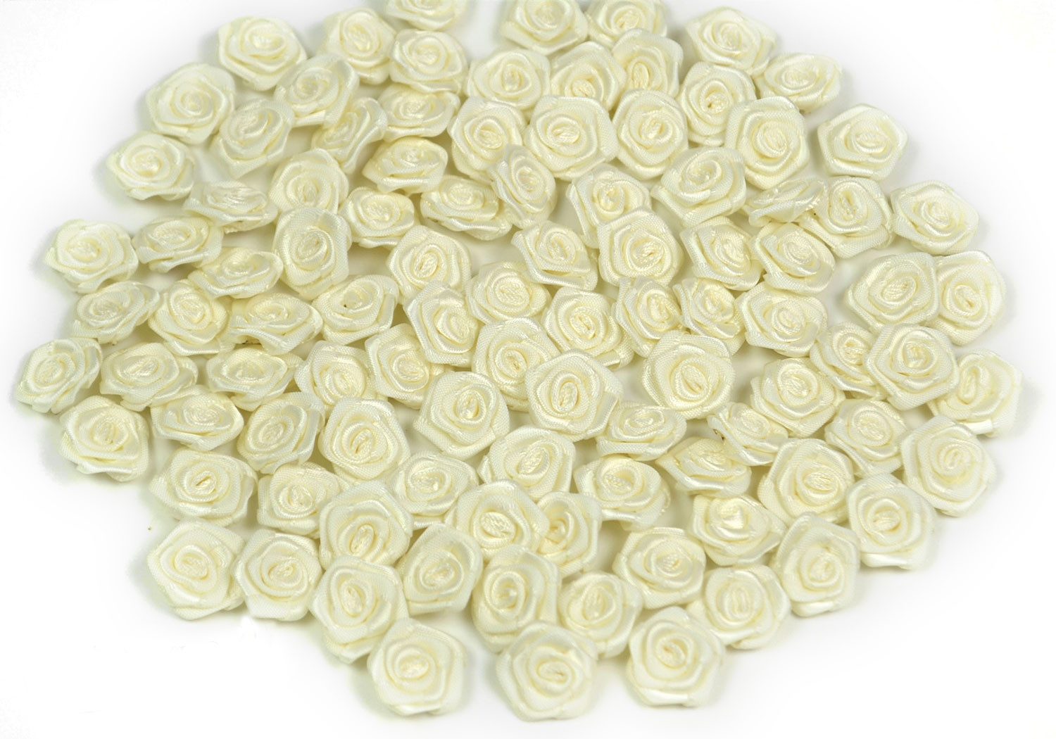 Creativery Streudeko, Satinrosen 15mm zum Basteln & Aufnähen 100 Stück