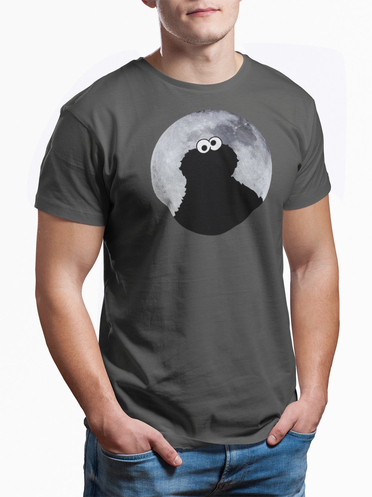 Monster Cookie T-Shirt Moonnight Sesamstrasse grey