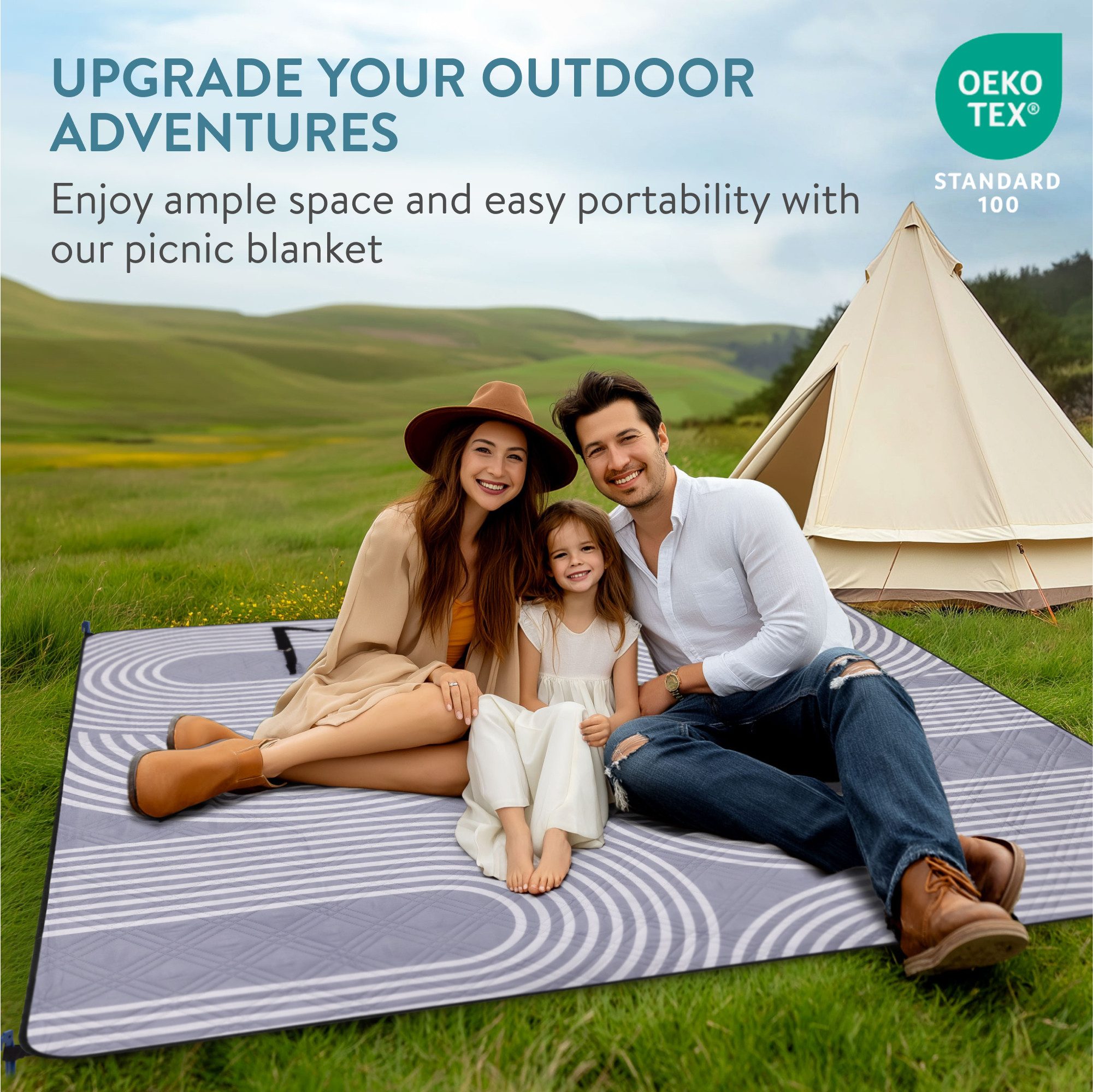 JEMIDI Outdoorteppich Picknickdecke 200x200 - Picknickdecke günstig online kaufen