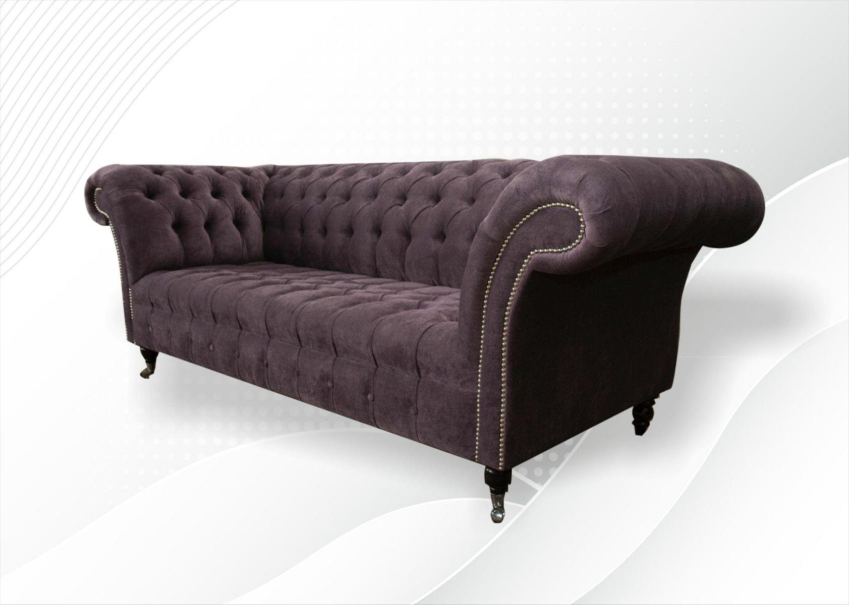 Polster, JVmoebel in Chesterfield Sofa Couch Europe Made Gemütliches Chesterfield-Sofa Dreisitzer Lila Textil