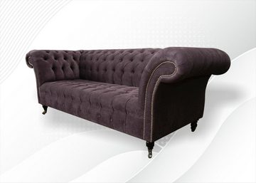 JVmoebel Chesterfield-Sofa Gemütliches Dreisitzer Sofa Couch Chesterfield Lila Textil Polster, Made in Europe