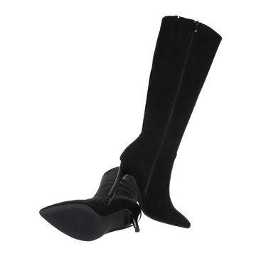 Ital-Design Damen Abendschuhe Elegant High-Heel-Stiefel Pfennig-/Stilettoabsatz High-Heel Stiefel in Schwarz