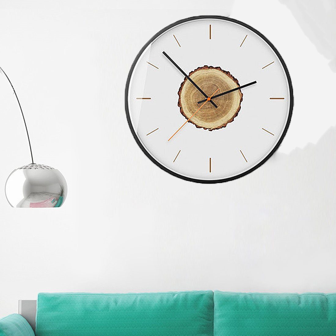 HOPPO~ Wanduhr 35cm Holzmaserung stille Wanduhr, dekorative Uhr für Wohnzimmer