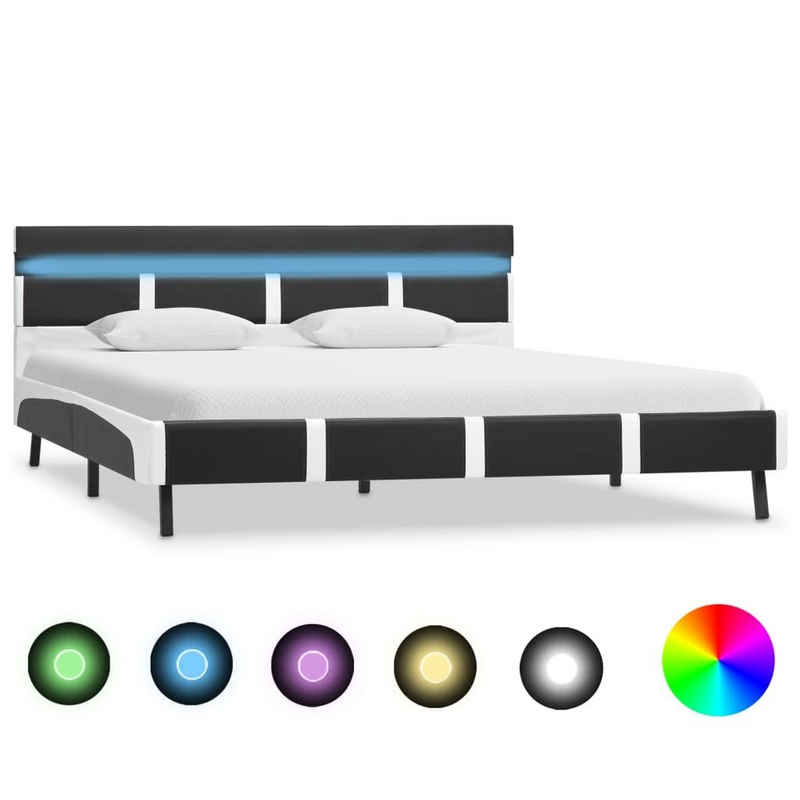 vidaXL Bett Bettgestell mit LED Grau Kunstleder 120×200 cm