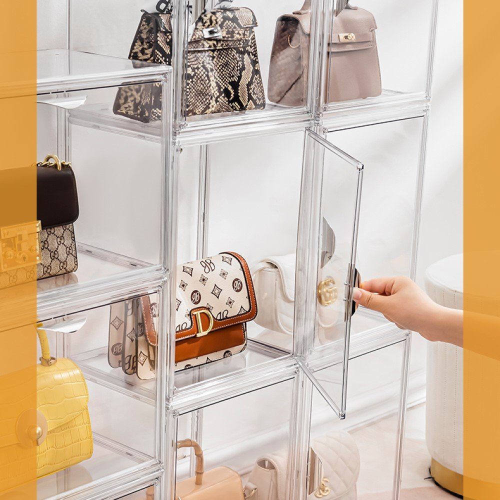 Creliv Vitrine Handtaschen Aufbewahrung – transparente Vitrine für Designer Taschen (1-St., 36x27x22cm) für Schuhe, Figuren, Modelle – Bild 4 von 5