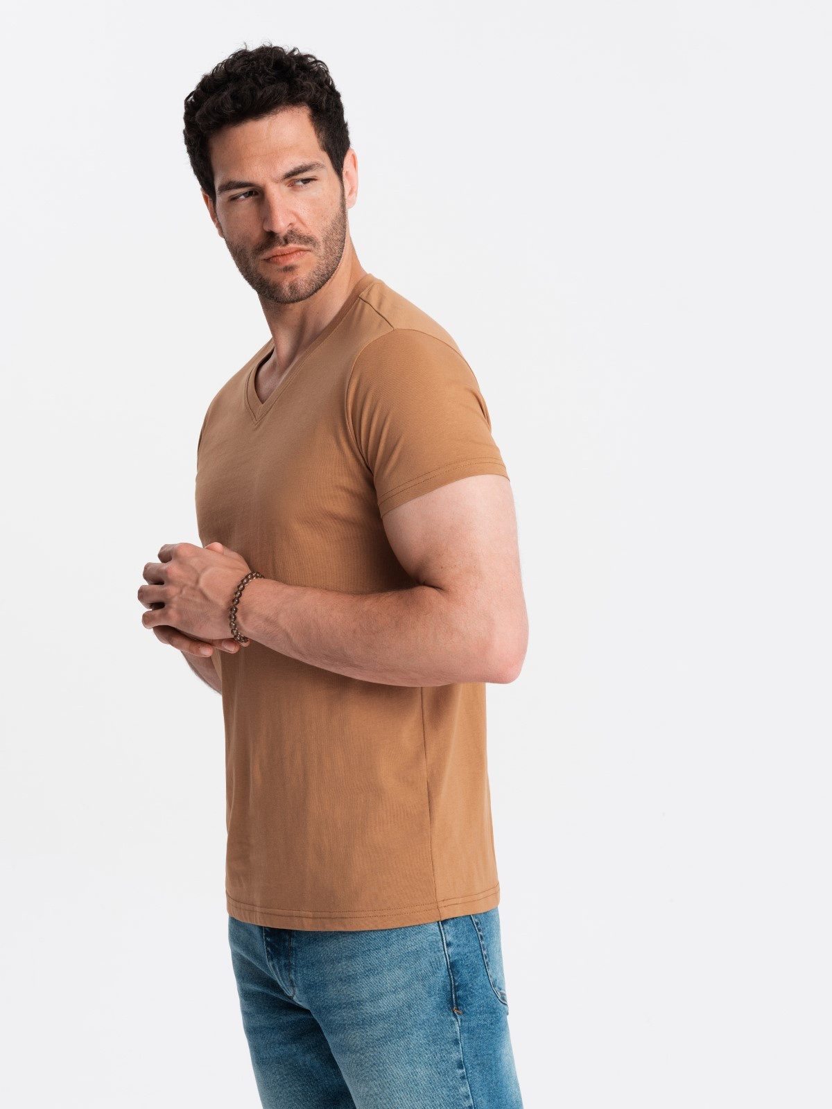 OMBRE T-Shirt Klassisches Herren-T-Shirt mit V-Ausschnitt günstig online kaufen