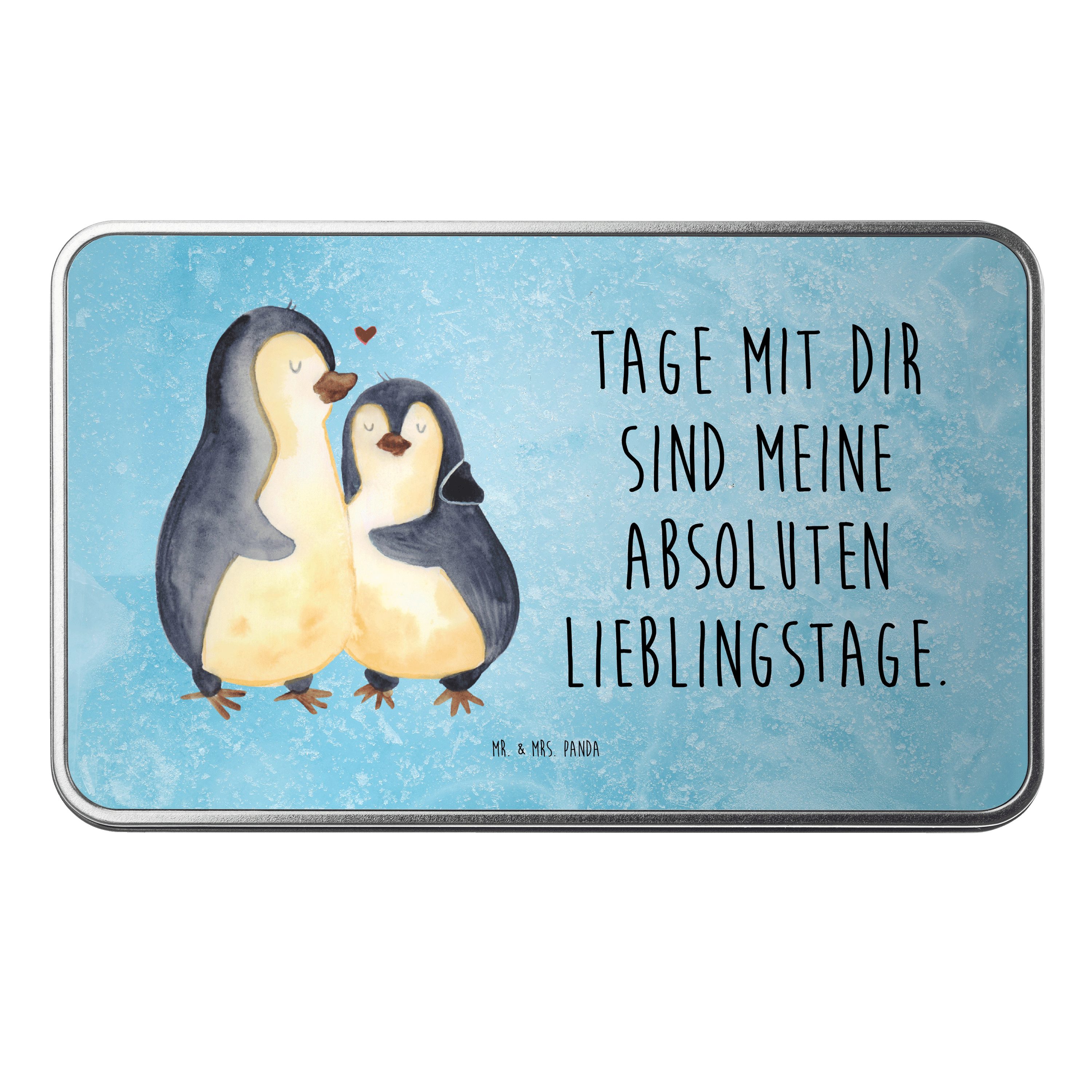 Mr. & Mrs. Panda Dose Pinguin umarmen, Aufbewahrungsbox, Eisblau, Hochzeit, Hochzeitstag, T (Packung, 1 St)
