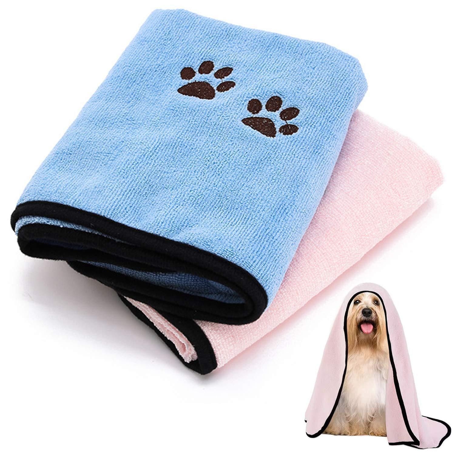 LuxusKollektion Hundehandtuch Haustier Badetuch 2 Stück Blau/Rosa, (2-St)