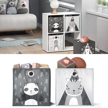 Vicco Faltbox Faltkiste Aufbewahrungsbox Kinder Panda Zebra 2-er Set