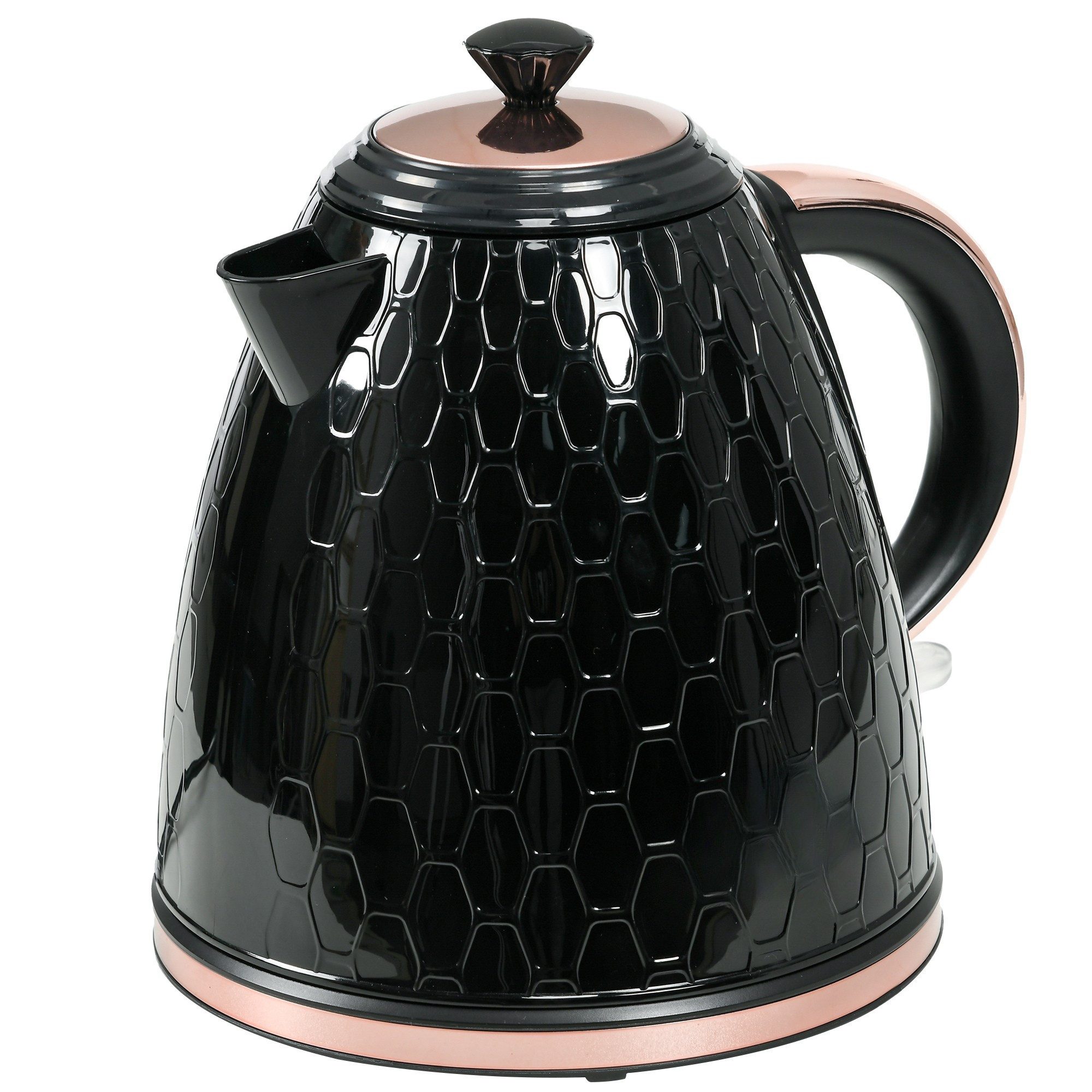 WHEELYOU Wasserkocher 2200W, Sichtfenster, Filter, Schnellkocher, Schwarz, 2200 W, Abnehmbarer Ausgussfilter hilft, Kalkablagerungen zu verhindern