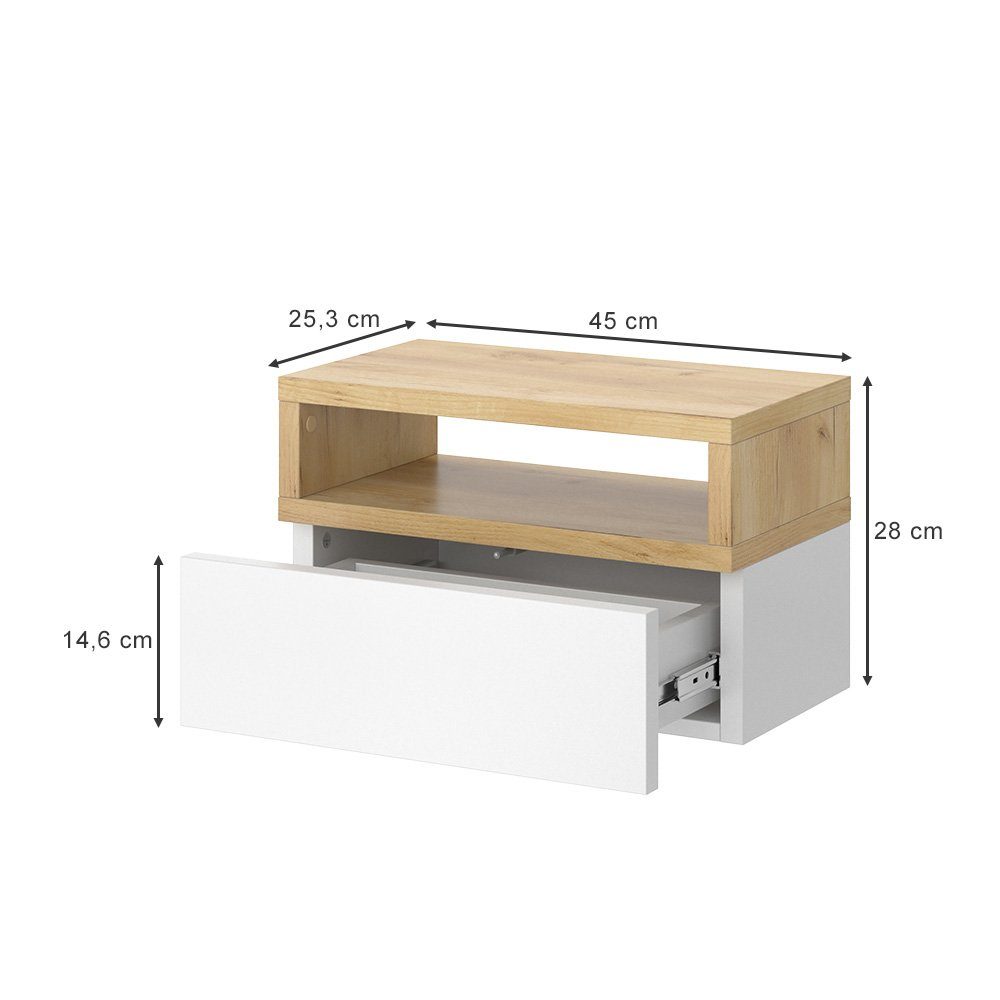 Vicco Nachtschrank Urbano, Goldkraft Eiche, 45 x 28 cm 2er Set günstig online kaufen