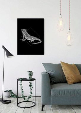 Komar Poster Iguana Black, Tiere (1 St), Kinderzimmer, Schlafzimmer, Wohnzimmer