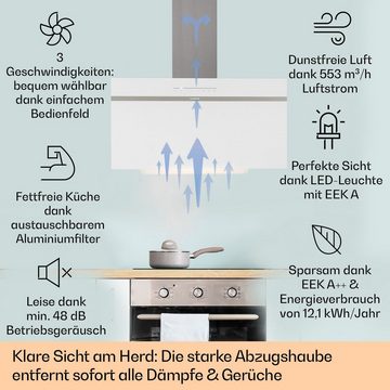 Klarstein Deckenhaube Serie CGCH3-Ava-90WH Ava, Abzugshaube kopffrei Abluft Umluft Haube Wand