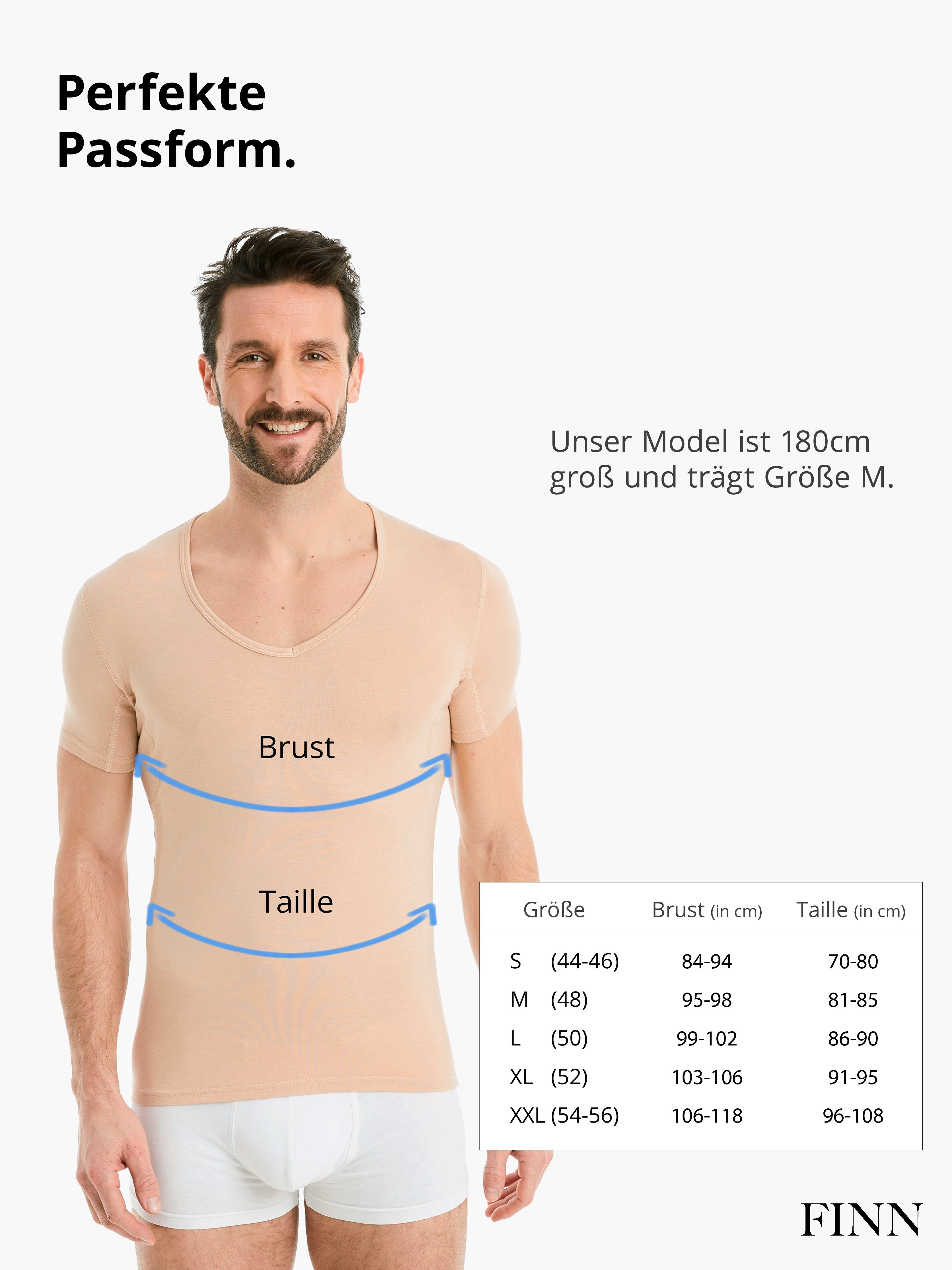Schweißflecken, garantierte FINN vor Wirkung 100% Herren Schutz Light-Beige Unterhemd Unterhemd Anti-Schweiß Design