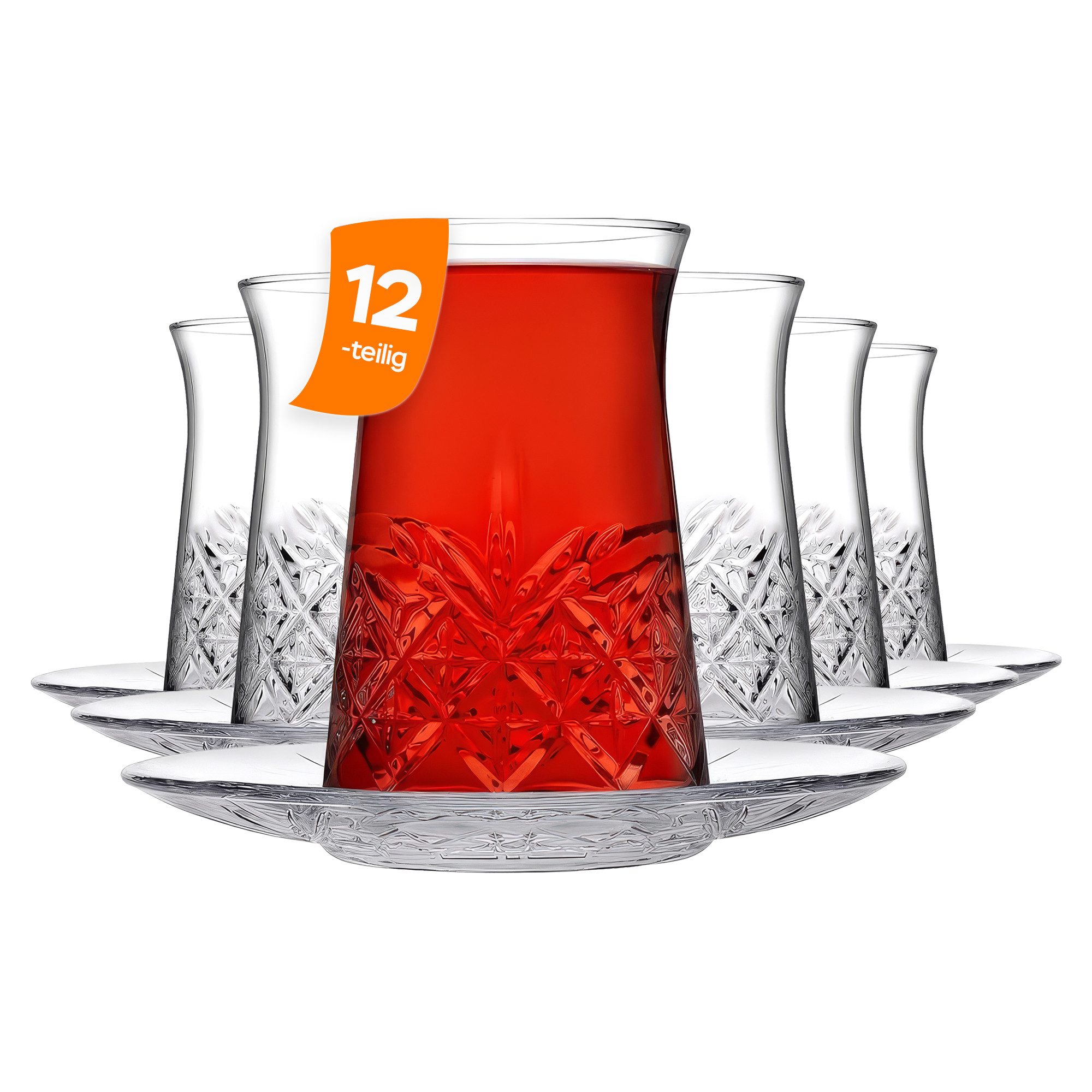 Pasabahce Gläser-Set Timeless Teegläser-Set, 12-tlg., Glas, 12-tlg. Set, 170 ml, ideal für türkischen Tee