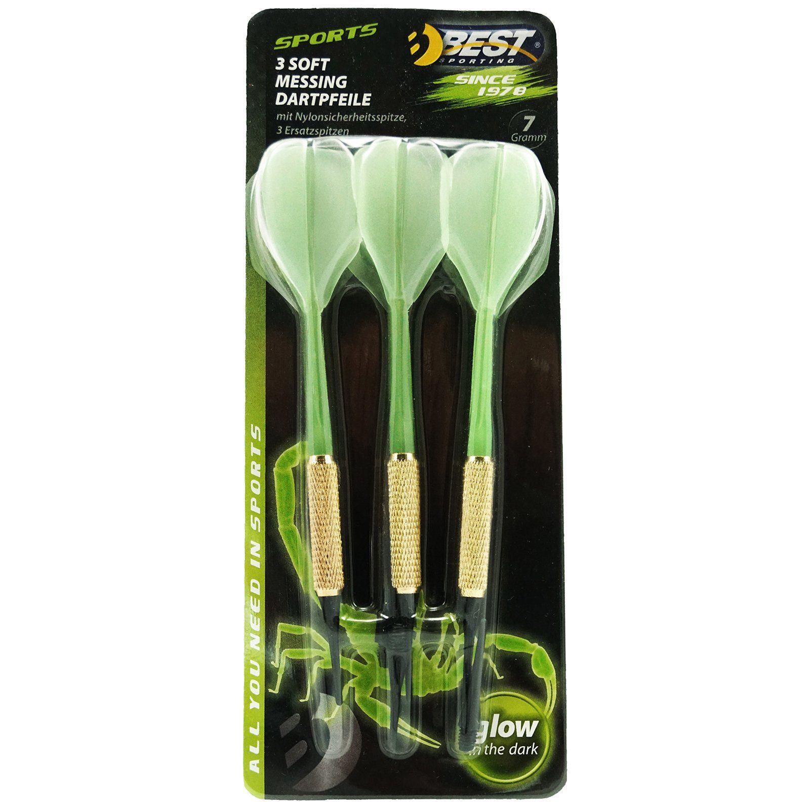 Best Sporting Softdarts GLOW IN THE DARK Safety Dartpfeile, fluoreszierende Soft-Dartpfeile