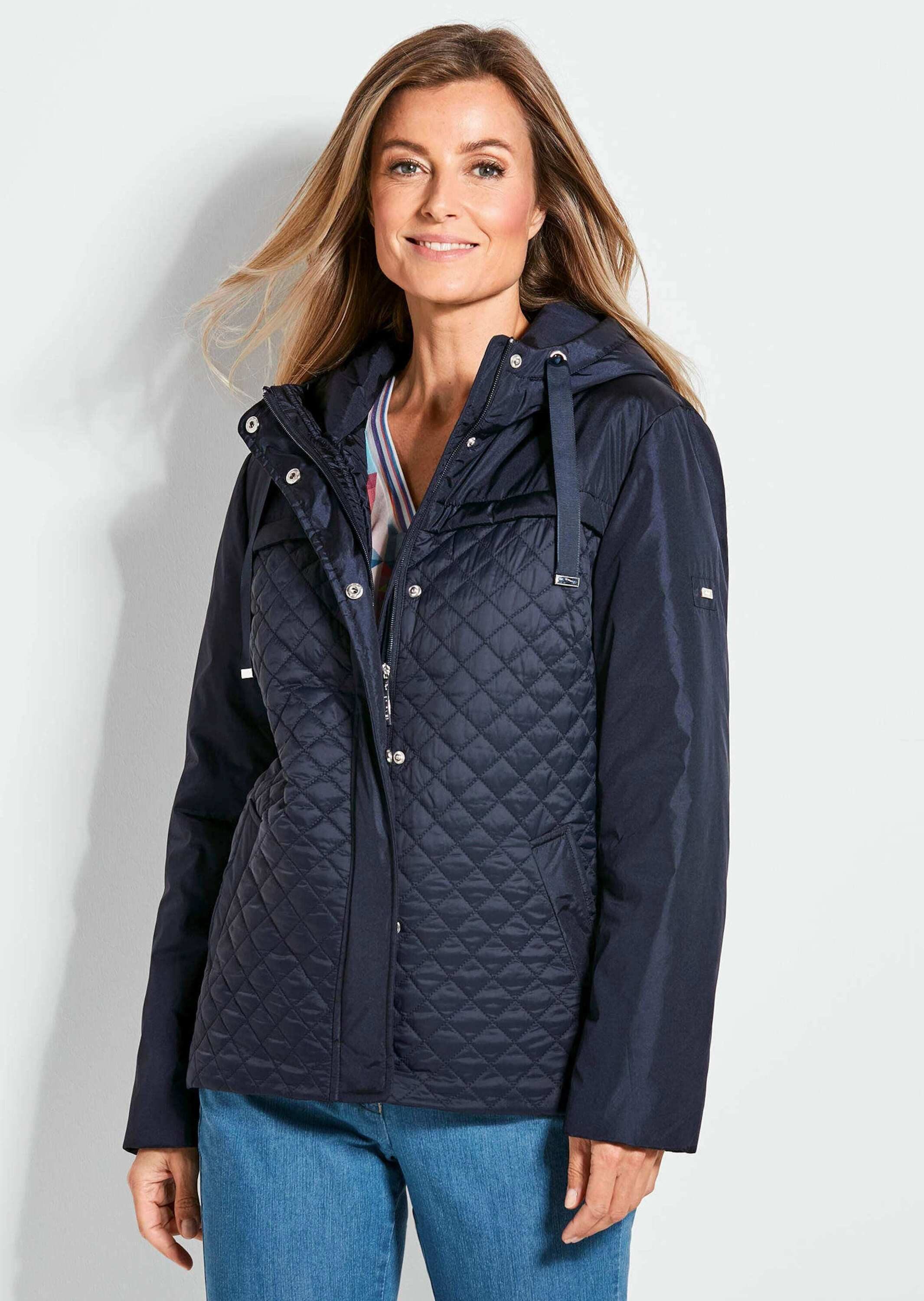 GOLDNER Outdoorjacke Elegante Outdoor-Jacke Rautenstepp mit glatten Details, hoher Kragen
