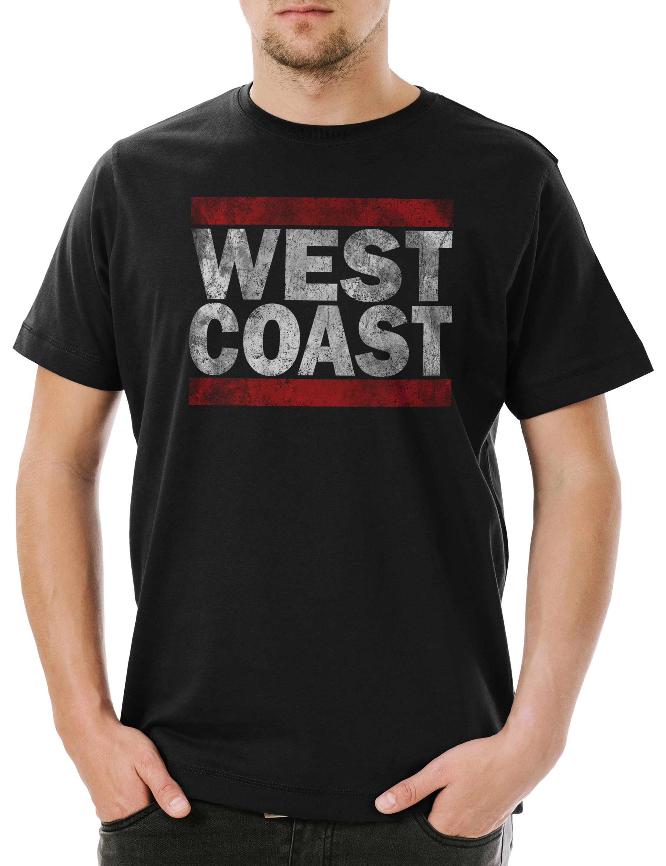 Urban Backwoods Print-Shirt West Coast Herren T-Shirt Westide Run Rap Hip Hop Gang DMC Westküste (1-tlg) USA California LA Kalifornien
