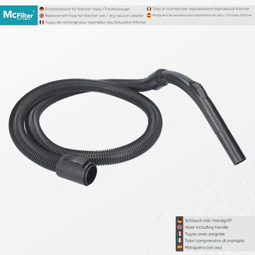 McFilter Staubsaugerschlauch (2 Meter) Schlauch mit Handgriff, geeignet für Kärcher WD Serie, MV, Serie, A Serie, SE Staubsauger, leicht, flexibel, formstabil, wendig