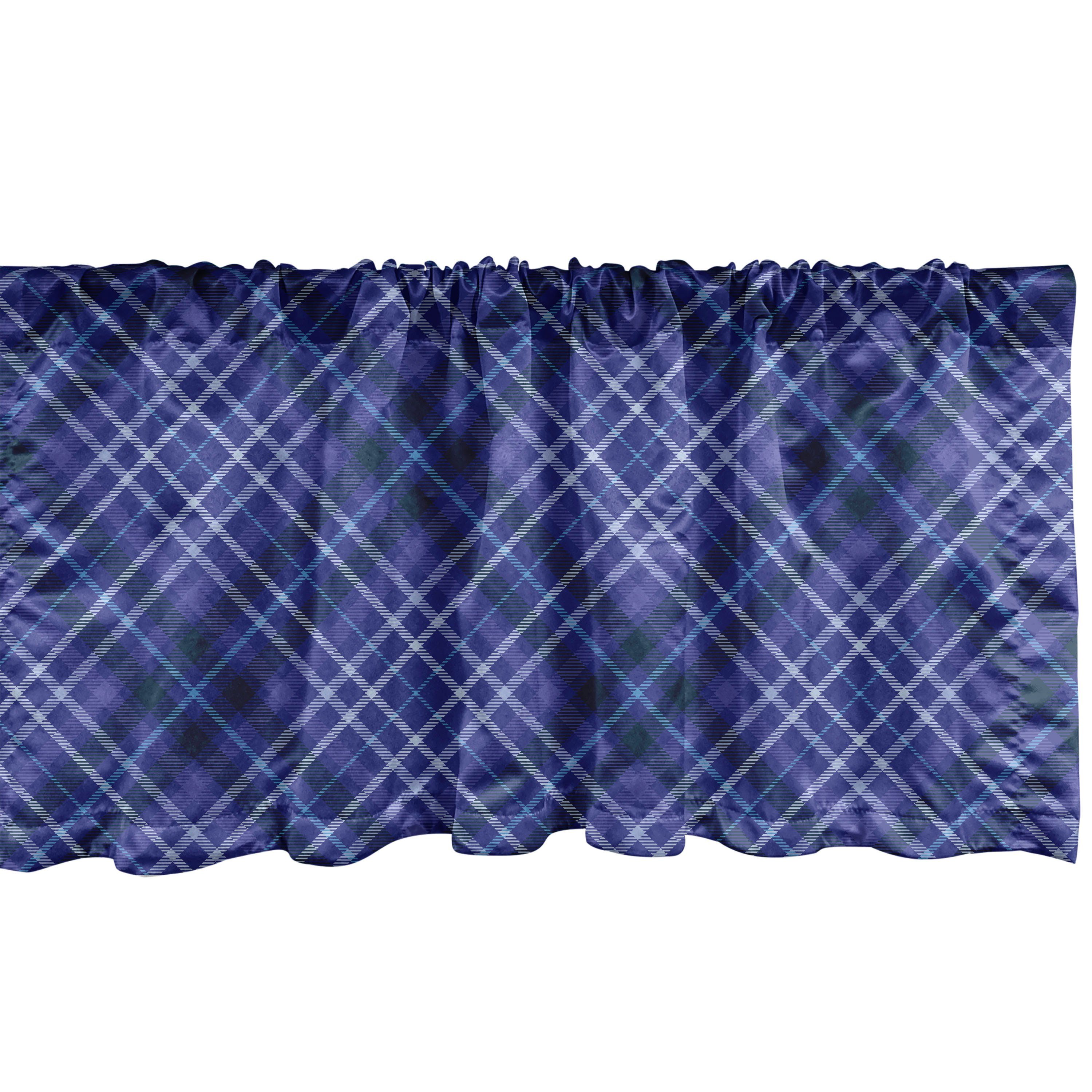 Scheibengardine Vorhang Volant für Küche Schlafzimmer Dekor mit Stangentasche, Abakuhaus, Microfaser, geometrisch Blaue Töne Plaid