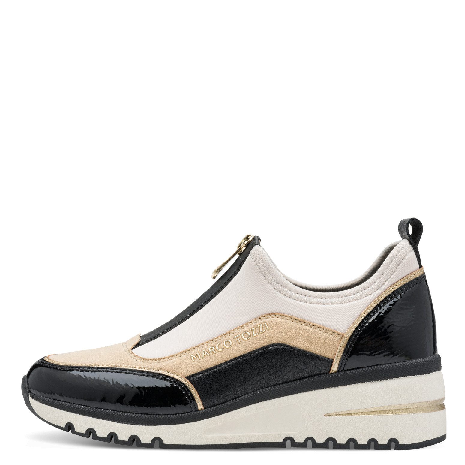 MARCO TOZZI Slip-On Sneaker, Keilabsatz, Halbschuh, Freizeitschuh mit Front-Reißverschluss