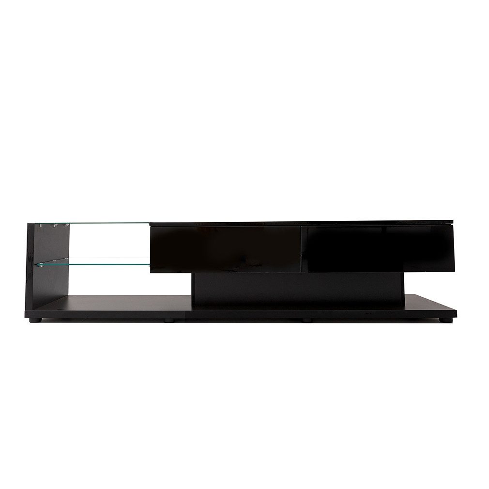 Celya TV-Schrank Glastrennwände und variable LED-Beleuchtung, Fernsehtisch TV Board Hochglanz-Wohnzimmermöbel