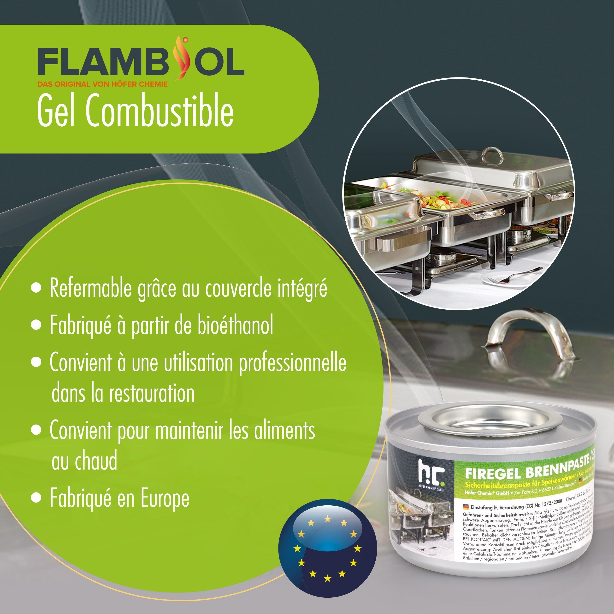Höfer Chemie GmbH Brennpaste 24x 200g Firegel Brennpaste zum Warmhalten von Speisen, 200 l, (24-St), Zum Warmhalten von Speisen auf Buffets – Bild 4 von 5