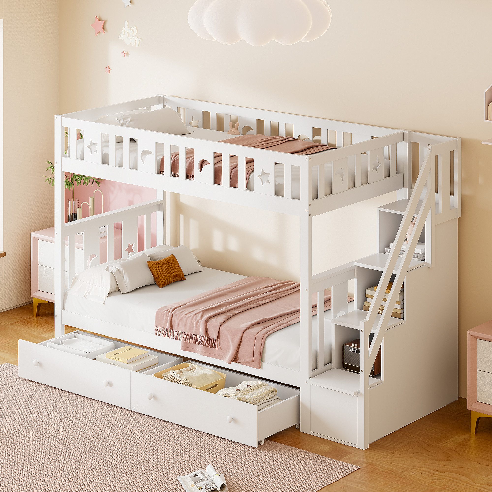 HAUSS SPOLE Etagenbett 90X200cm mit Stauraumtreppe, günstig online kaufen