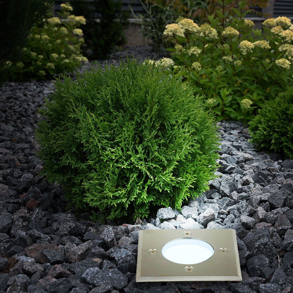 V-TAC LED Einbaustrahler, Leuchtmittel inklusive, Warmweiß, Farbwechsel, Boden Einbau Lampe Edelstahl Glas Garten Dimmer Fernbedienung im Set