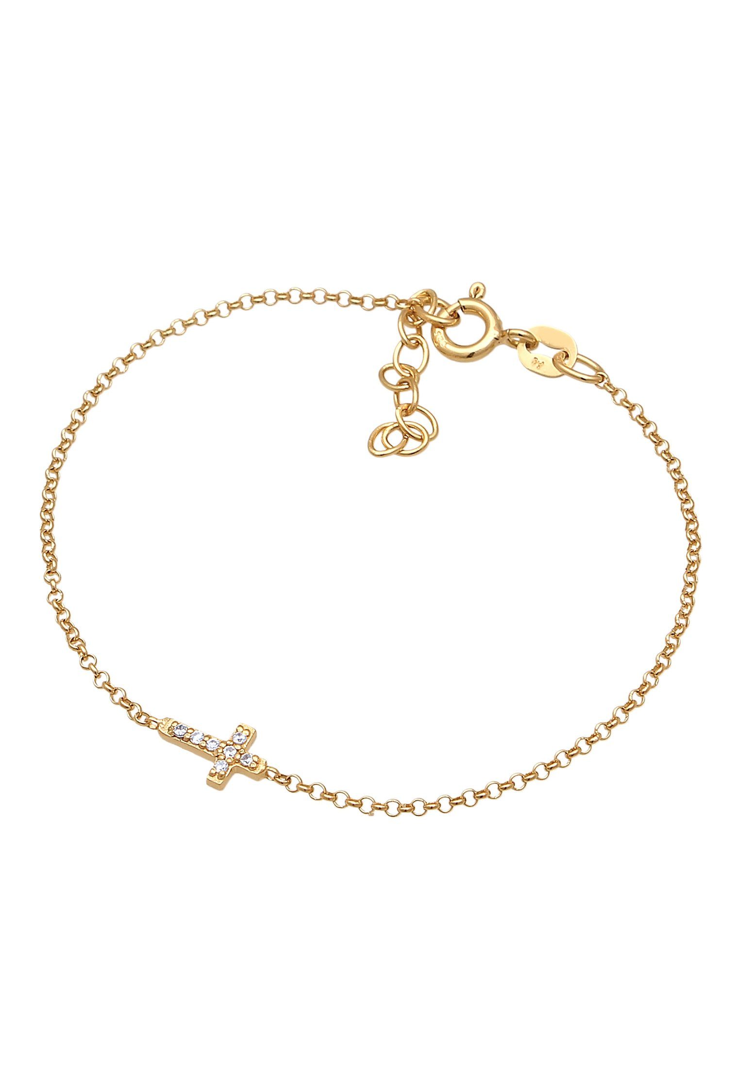 925 Gold Elli Silber, Zirkonia Kreuz Kreuz Mädchen Symbol Armband