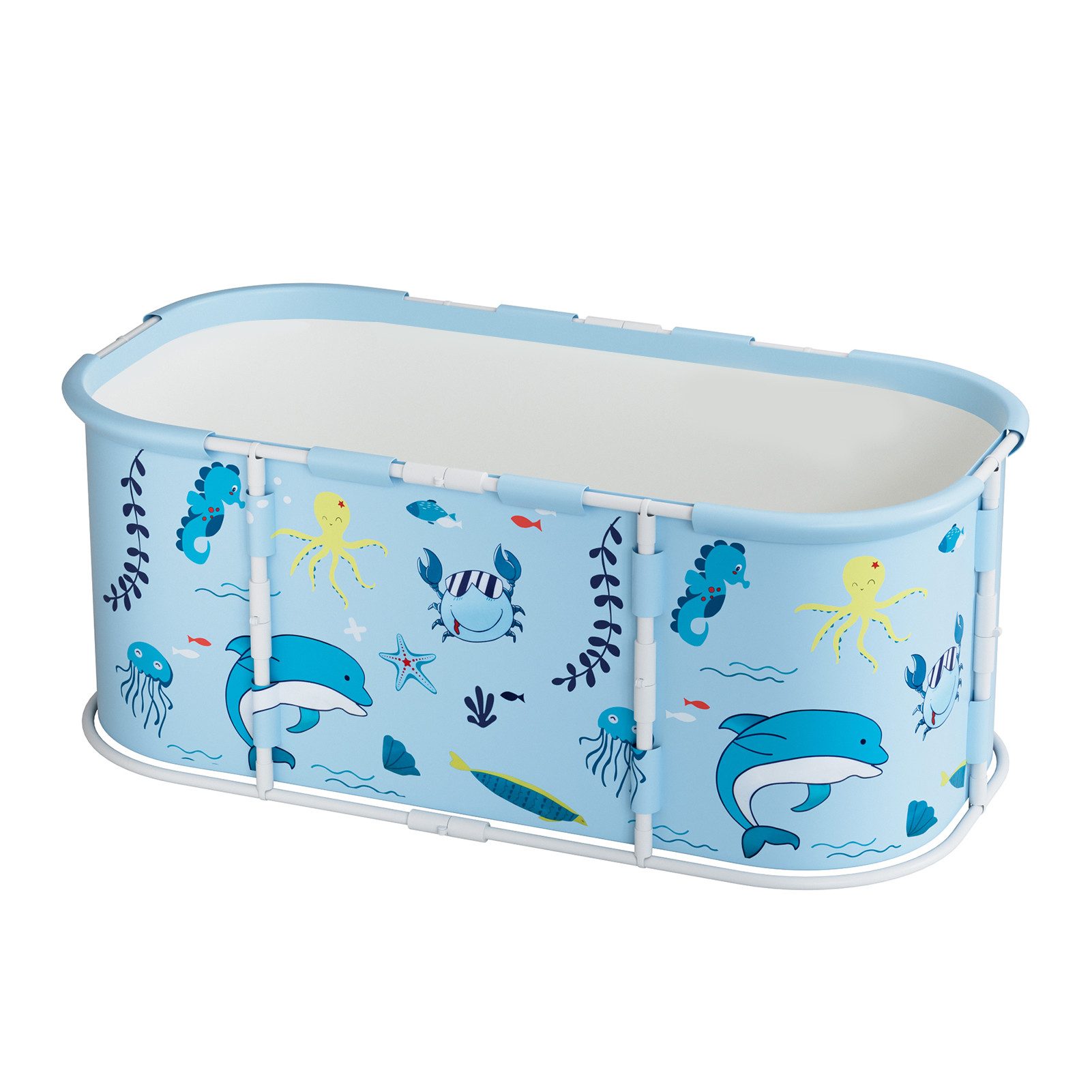 Rutaqian Badewanne Faltbare Badewanne, Erwachsene Tragbarer mit Metallrahmen 110x60x50 cm, (Badewanne Kann Frei Eingebaut Werden mit Abdeckung,Verdickt,Einziehbar), Großer Familie Badewanne für SPA, Dampfeimer für Sauna, Eisbad