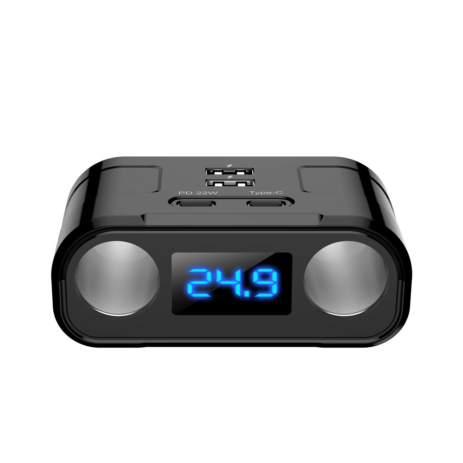 Bolwins L12C 12V /24V Zigarettenanzünder Auto Ladegerät mit 2x USB 2x Typ-C PD KFZ-Netzteil (Schnellladefunktion Gleichzeitiges Laden mehrerer Geräte)