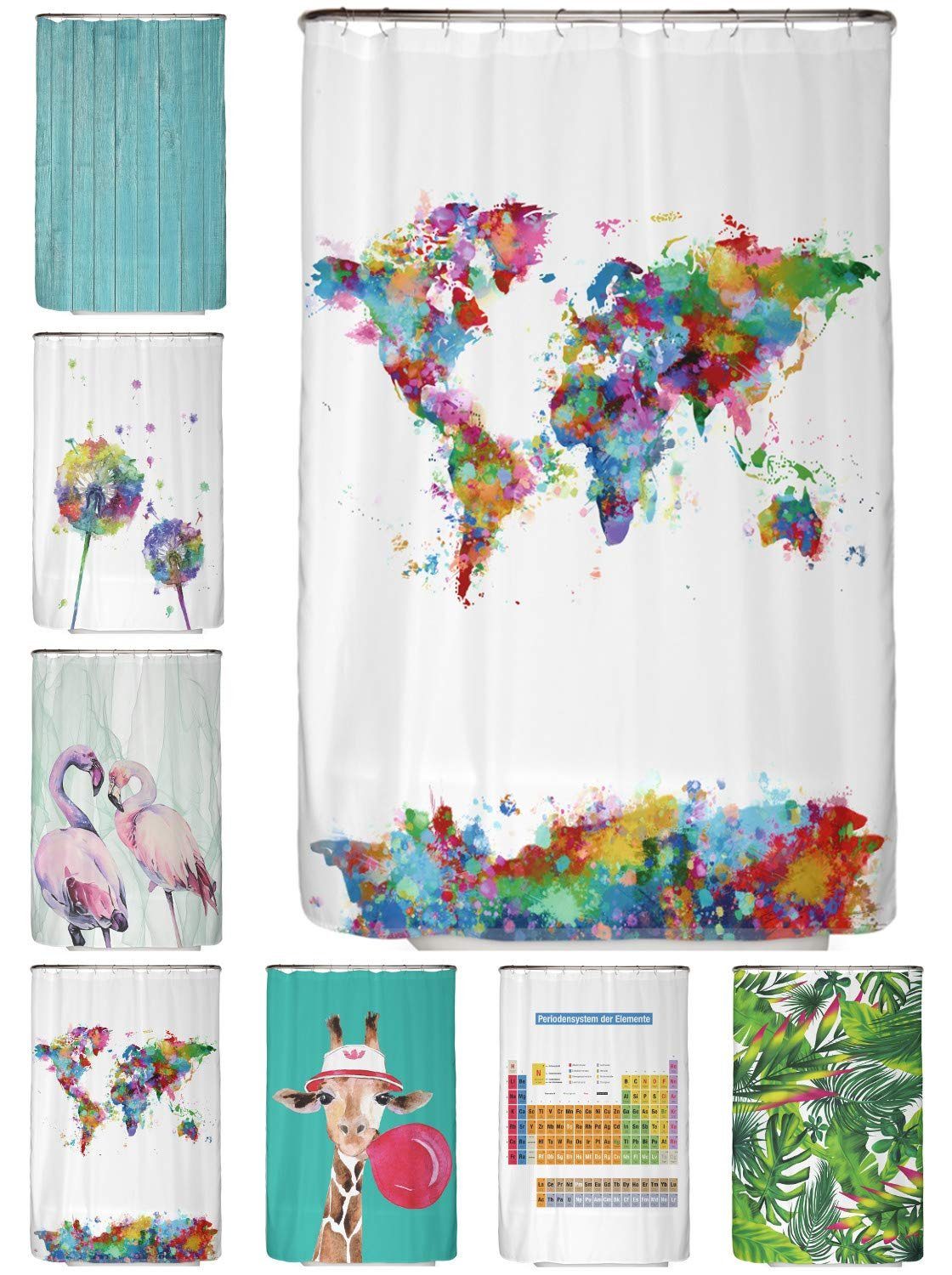 Arteneur Duschvorhang Breite 120 cm, Anti-Schimmel Beschichtet, Beschwerter Saum, Waschbar 40°C