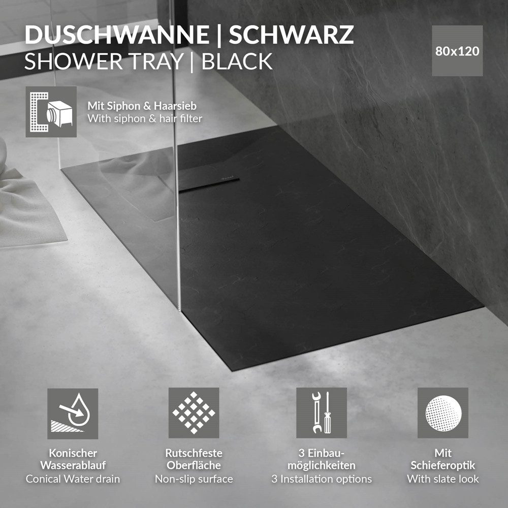 LuxeBath Duschwanne Duschtasse Brausetasse mit Ablaufgarnitur und Anti-Ruts günstig online kaufen